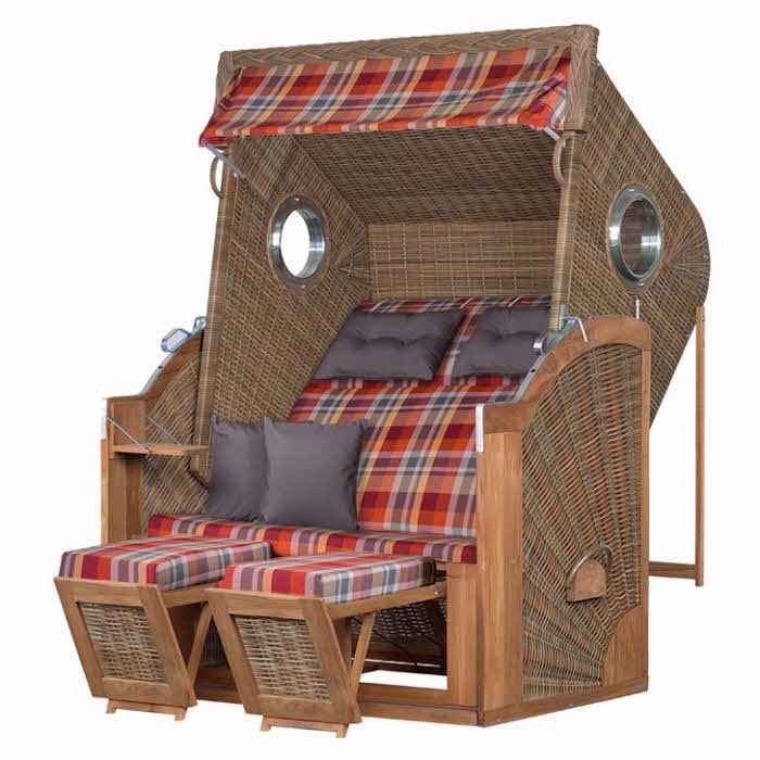 Strandkorb Devries Pure Madura XXL - Teakholz Mit PE-Geflecht, Inkl. Polster & Zubehör