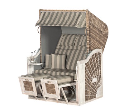 SunnySmart Strandkorb 285 Z Sun Edition - Akazienholz Mit Klappbarem Seitentisch