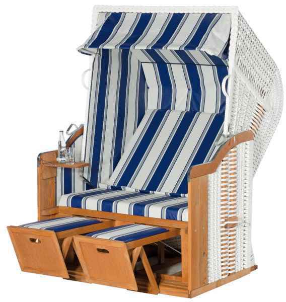 Strandkorb Rustikal 250 Basic kaufen | Halbliegemodell l | 2-Sitzer |  Kunststoffgeflecht weiß | 70217502-630 von Sonnenpartner