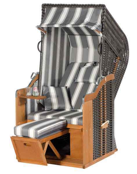 Strandkorb Rustikal 250 Plus 1-Sitzer kaufen | Halbliegemodell | 1-Sitzer |  Kunststoffgeflecht anthrazit | 70018301-1214 von Sonnenpartner