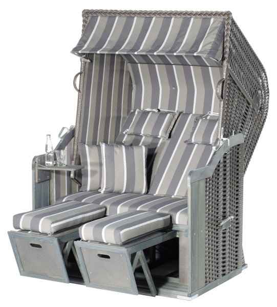 Strandkorb Rustikal 250 Plus Sonnenpartner 2-Sitzer | kaufen 70018302-1221 | von anthrazit Kunststoffgeflecht | Halbliegemodell 