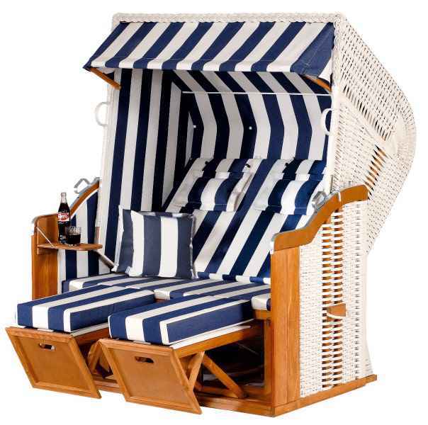 Strandkorb Rustikal 250 XL Plus kaufen | Halbliegemodell | 2-Sitzer XL |  Kunststoffgeflecht weiß | 70015104-1080 von Sonnenpartner