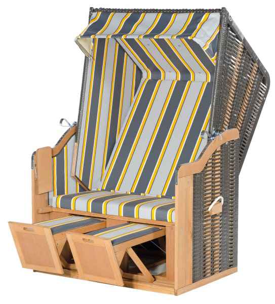 Strandkorb Rustikal 250 Basic kaufen | Halbliegemodell | 2-Sitzer |  Kunststoffgeflecht silber | 70213502-620 von Sonnenpartner