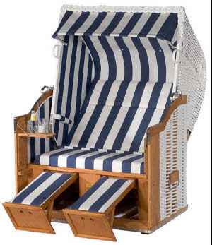 Strandkorb Konsul weiß lackiert kaufen | Halbliegemodell | 2-Sitzer |  Kunststoffgeflecht weiß | 70041002-22 von Sonnenpartner